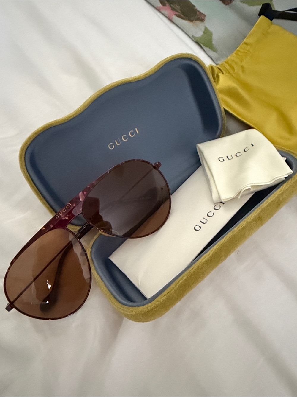 Gucci Burgundy  Frame Sunglasses with Brown Lenses